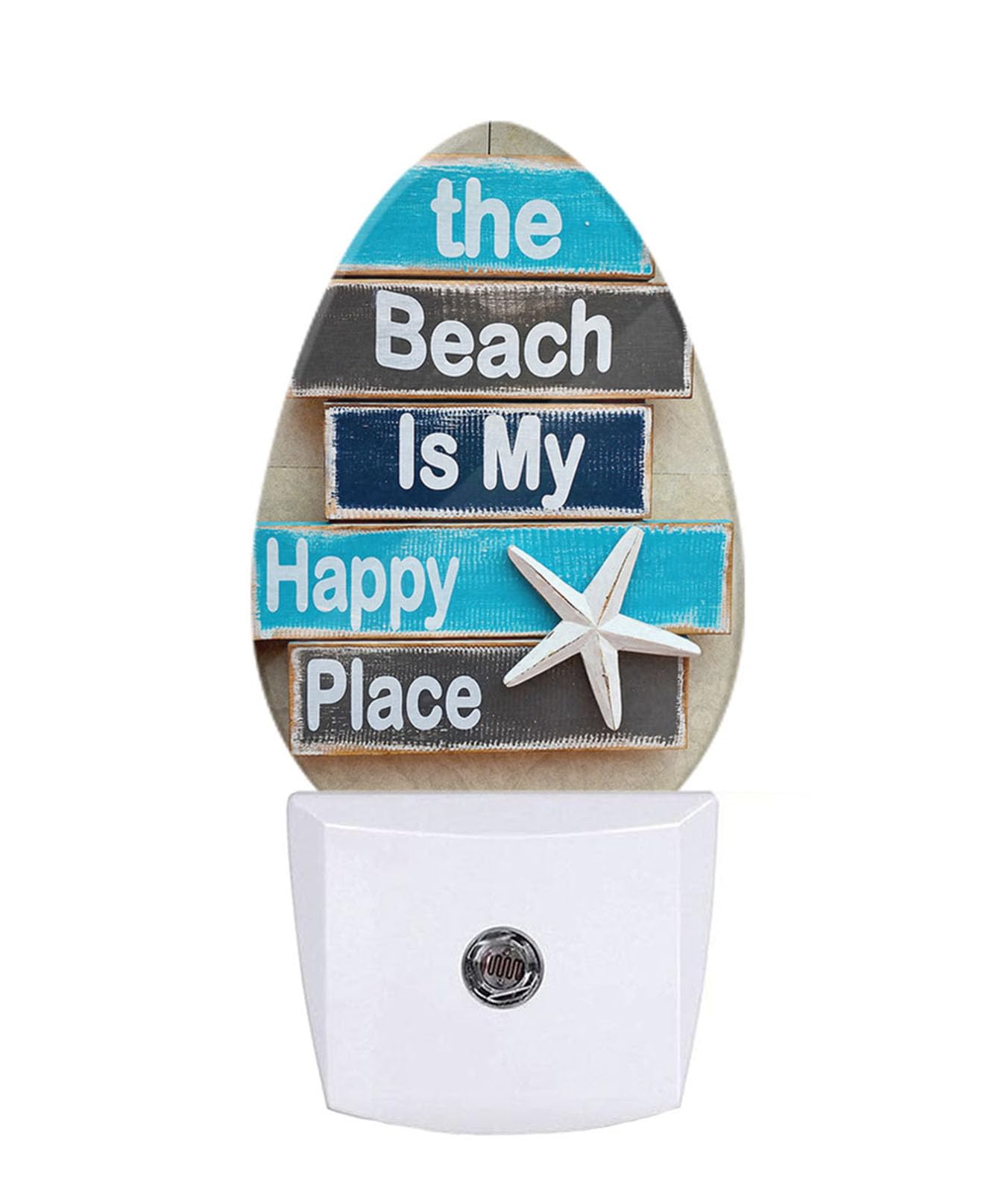 Starfish Night Light The Beach is My Happy Place Nautical Coastal Plug-in Nightlight Energy Saving 0.5W LED Lighting for Boys Girls Men Women