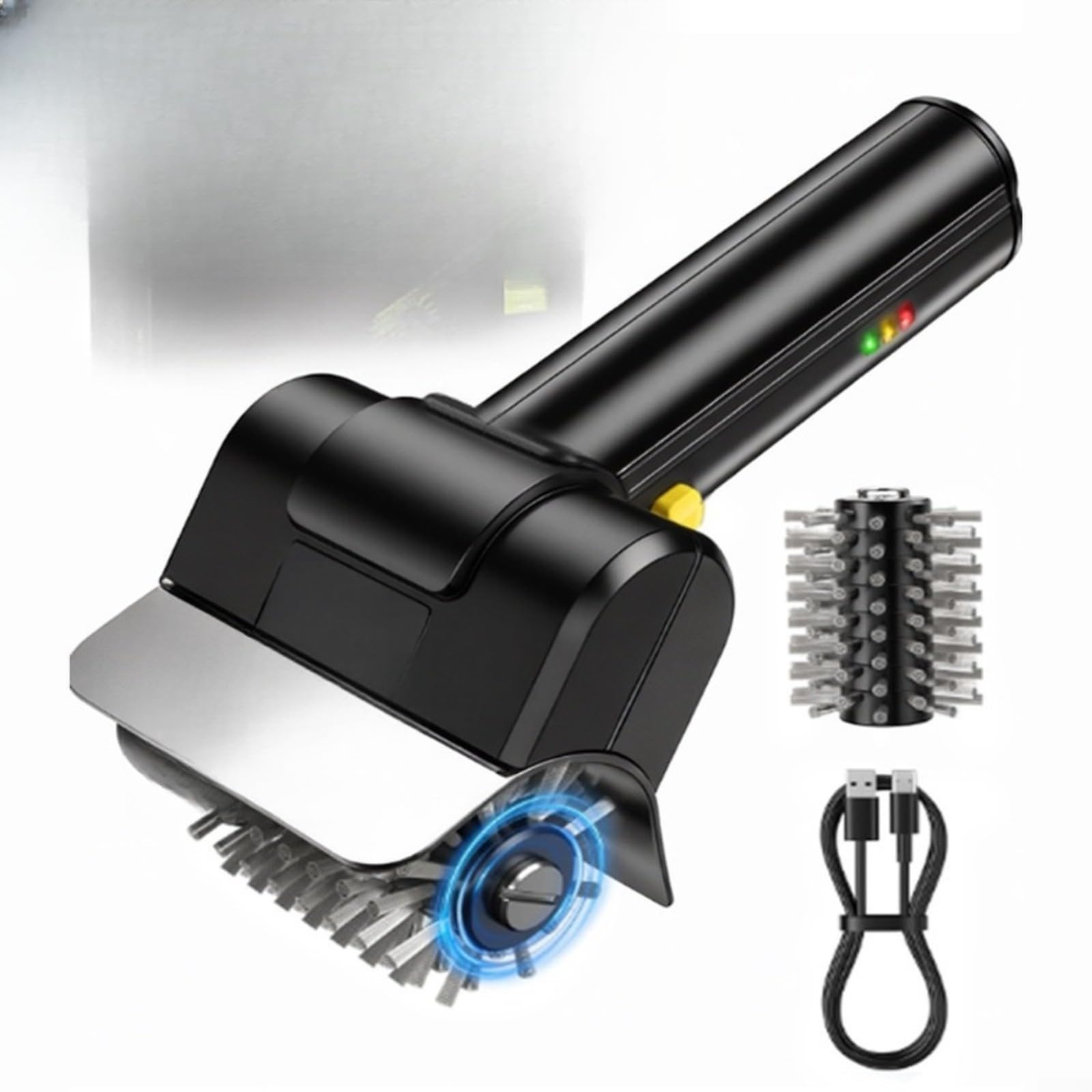 Spazzola elettrica senza fili in acciaio inox 2000 mAh USB-C 1100 giri/min strumento di pulizia ad alta velocità per gli appassionati di barbecue all'aperto patio (B)