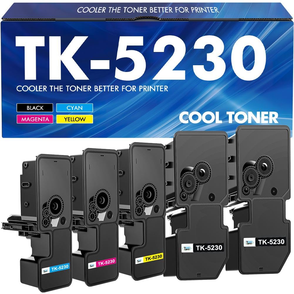TK5230 Toner Kompatibel für Kyocera Ecosys M5521Cdw P5021Cdw 5er-Pack | TK-5230 TK 5230 TK-5230K für Ecosys M5521Cdn P5021Cdn P5021 M5521 TK-5230C TK-5230Y TK-5230M (Schwarz Cyan Gelb Magenta)