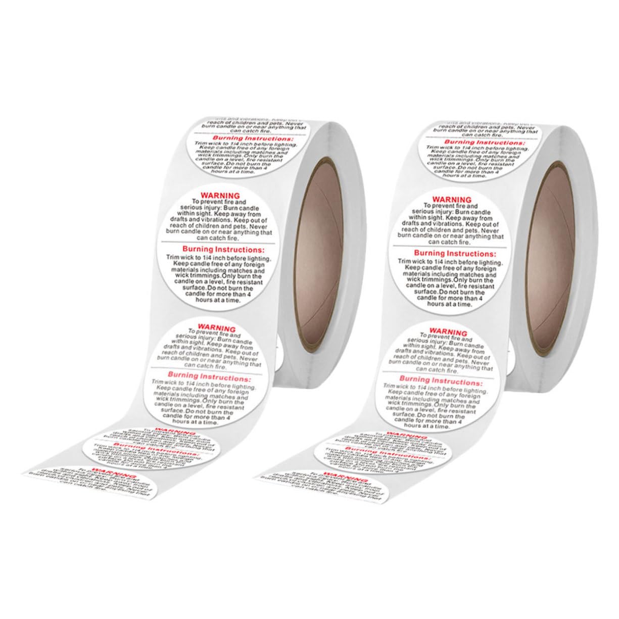 KALLORY Wide Applicability Candle Warning Stickers 2 Rolls of Safe Warning Labels for Candle Making Wrapping Business