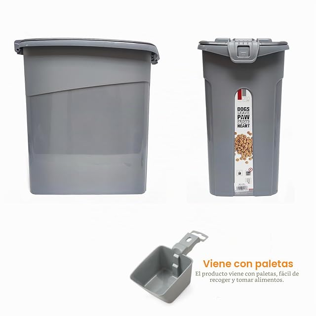 Foto 4 de 5 de BPS Contenedor de Comida para Mascotas Caja de Alimentos Pienso Tapa Abatible Hermética con Pala para Perros…