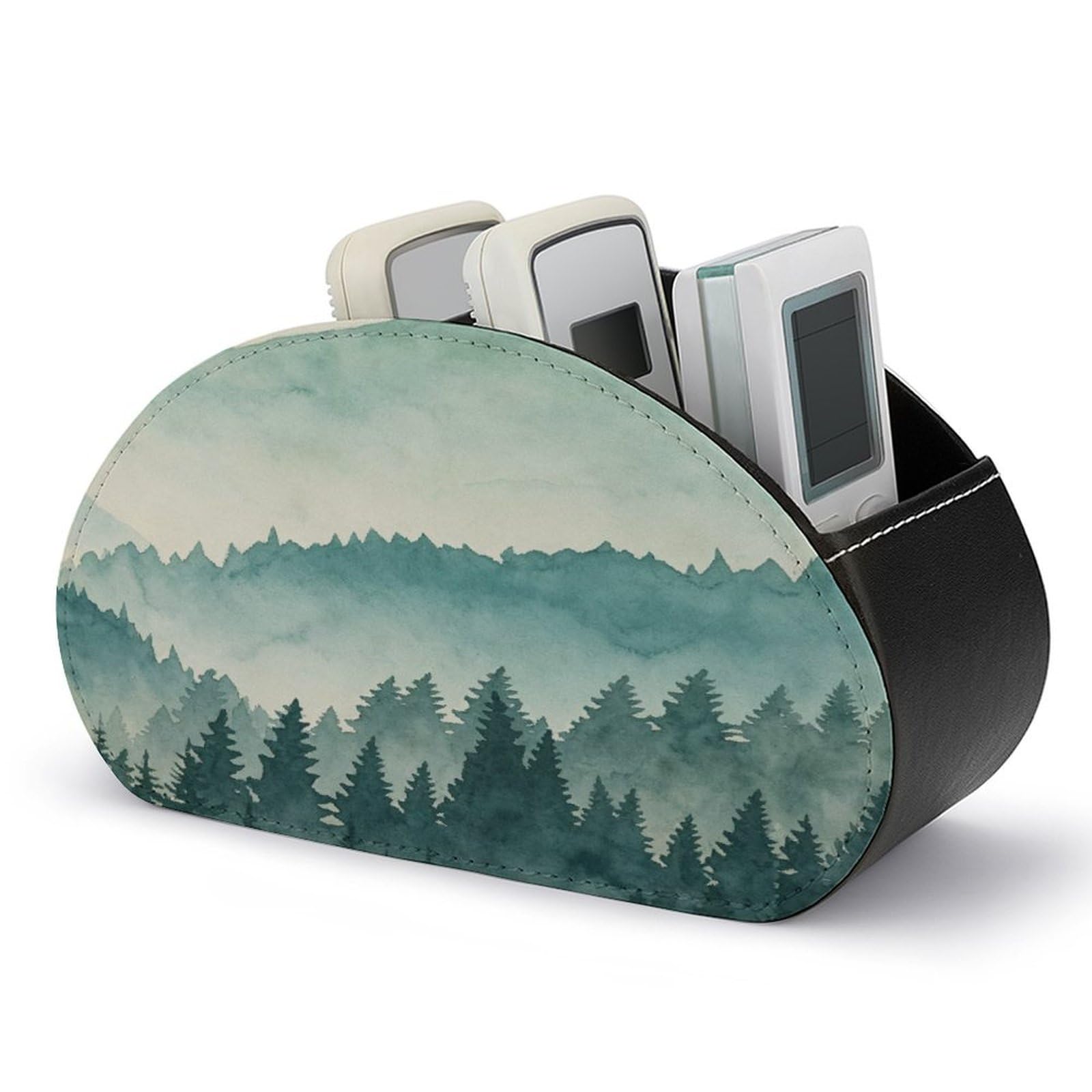 Btcowzrv Style Green Mountain Landscape Remote Control Holder With 5 Compartments