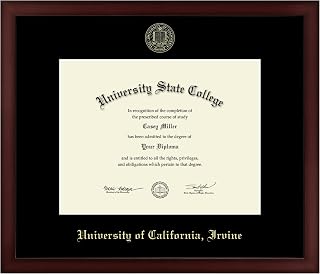 University of California Irvine 11" w x 8.5" h Diploma Frame - Fits a bachelor's, master's and phd - Gold Embossed Diploma Frame - Cherry Moulding with Black Matting - Officially Licensed