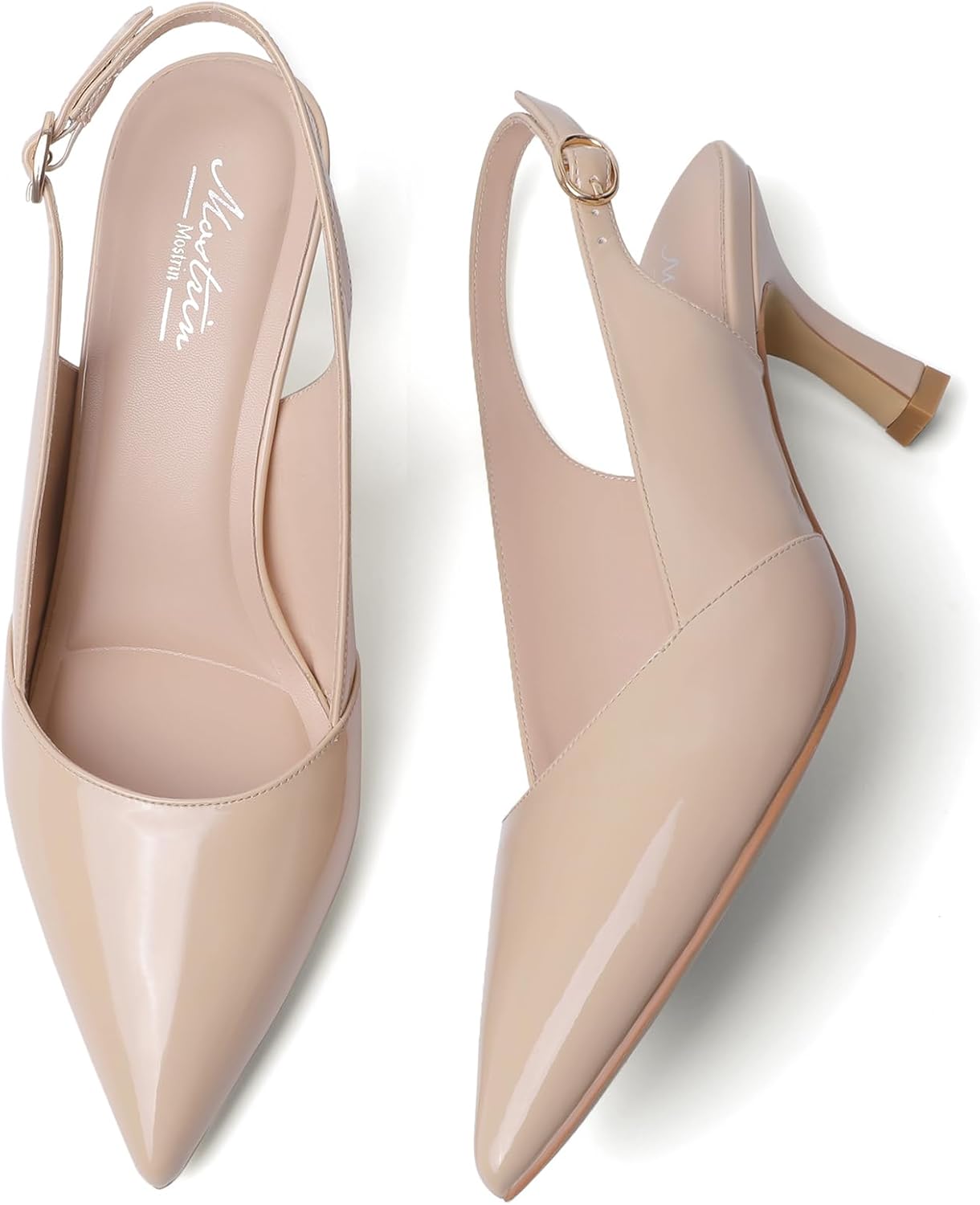 Mostrin Kitten Heels for Women Slingback Pointed Closed Toe Heels Women's Pumps Shoes for Wedding, Party, Commuting - Image 5