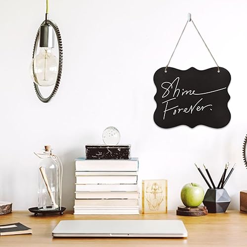 Miniatura 3 de GBACHOOSE 16 letreros colgantes de pizarra de tiza de 8 x 10 pulgadas con cuerda, 4 formas lindas, tablero de mensajes borrable para bodas, bares,