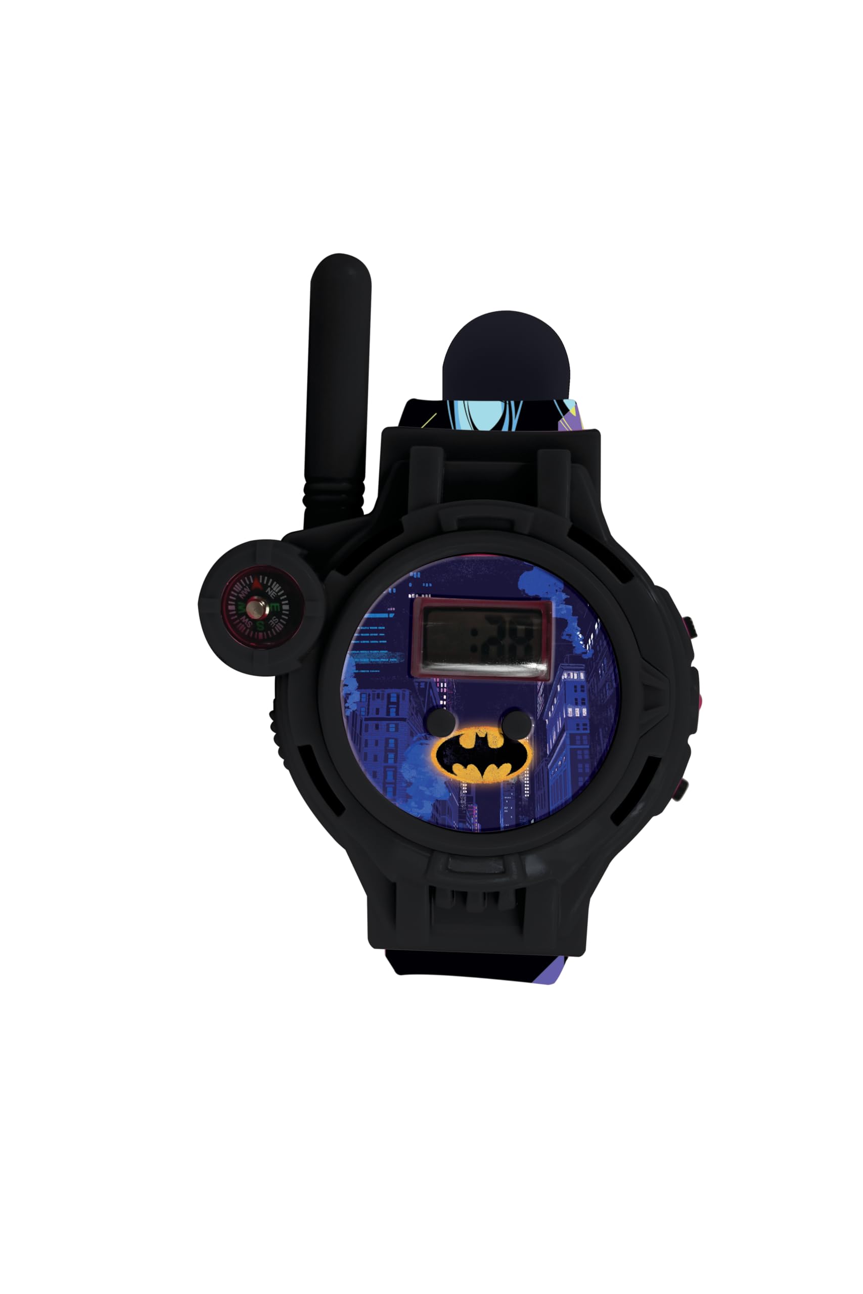 Lexibook, Batman, Montres Talkie-Walkies, 2 pièces, Portée Jusqu’à 200m, Lampe de Poche, Boussole, Rechargeable, Noir/Vert et Bleu/Rouge, DMWTW1BAT