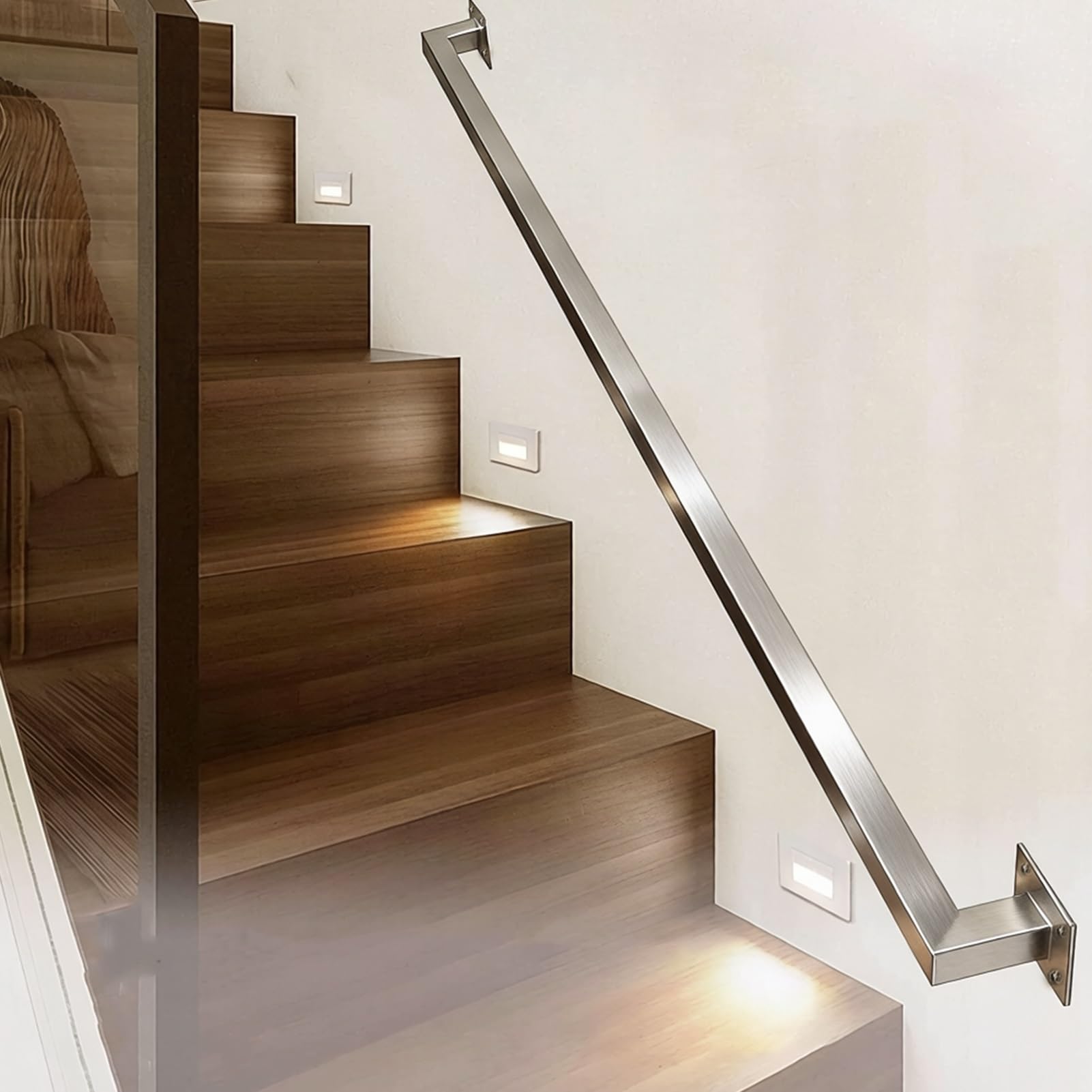 Liyadolaam Women's One Color Staircase Banisters Railing, 1Ft-20Ft Staircase Handrails, Stainless Steel Rail For Steps, Wall-Mounted Grab Bar, Hand Rails With Fittings For Indoor And Outdoor(14Ft/420Cm)
