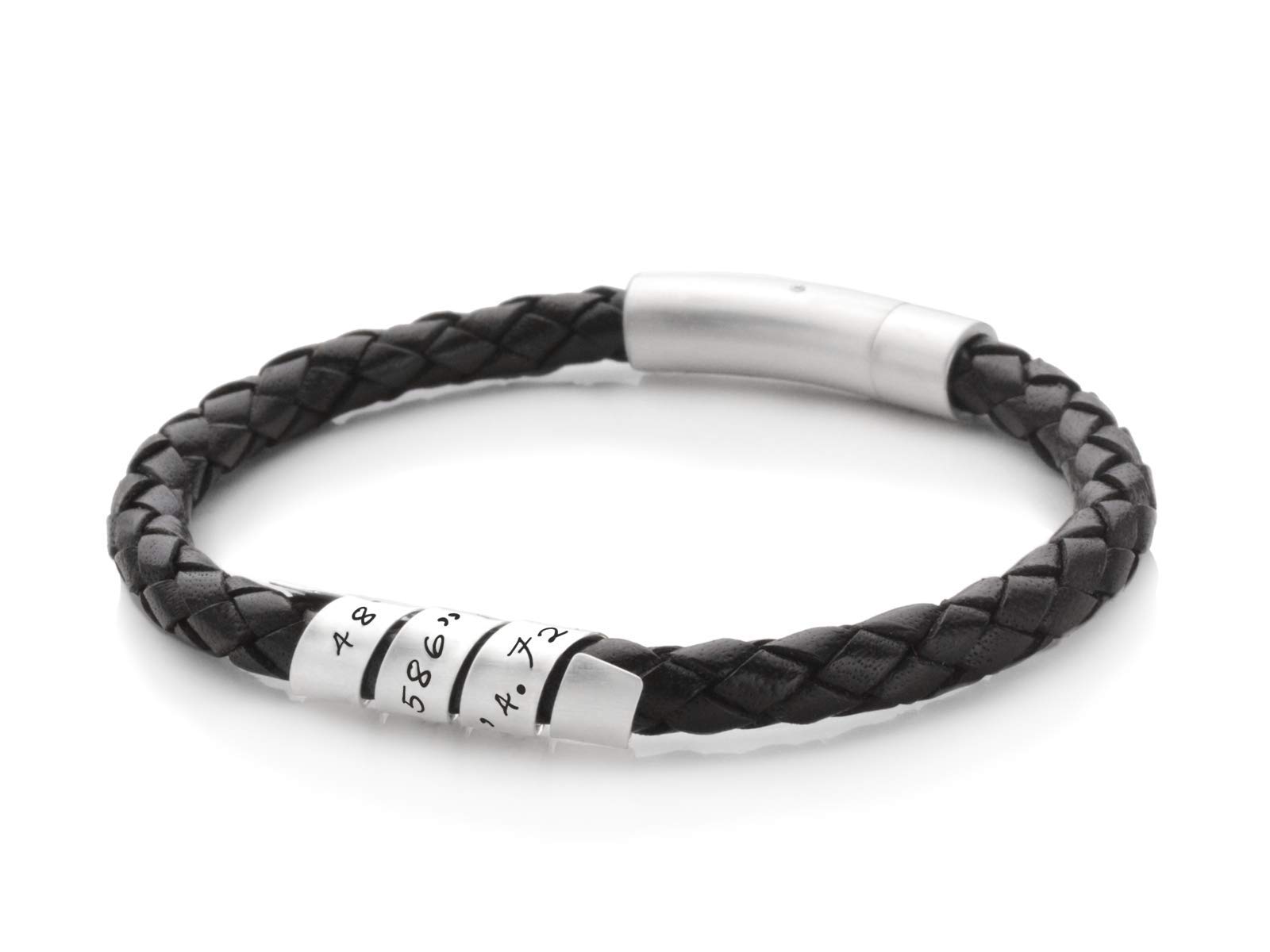 Männer Armband Gravur LOOP MEN GEO 925 Silber Lederarmband Koordinaten