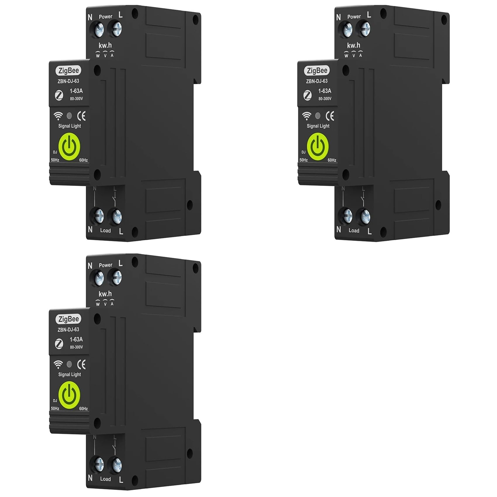 Jnchdghwa Black 3X Tuya Zigbee Intelligent Circuit Breaker Timing Photovoltaic Bidirectional Metering Meter Automatic Reclosing