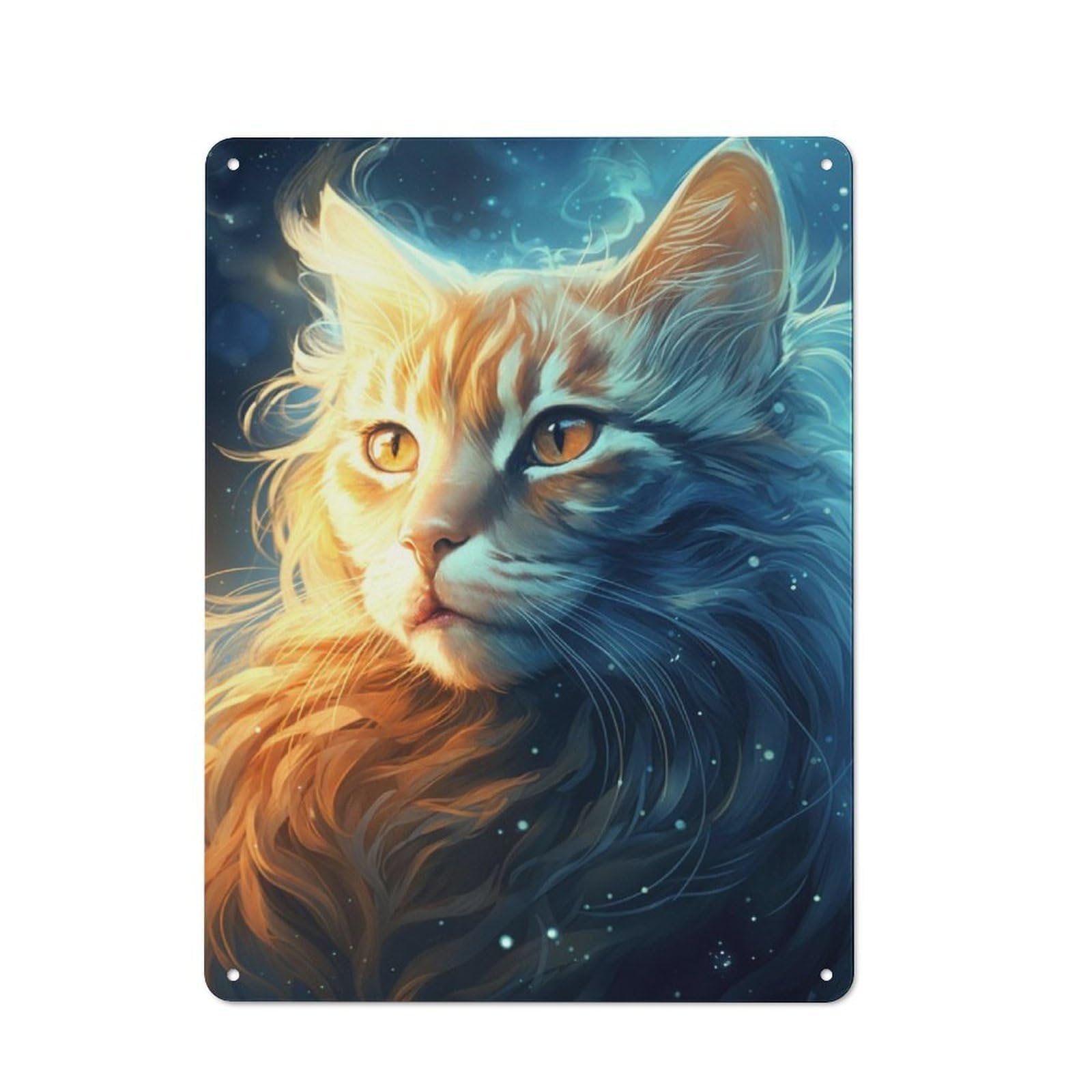 Junmoney Cosmic Celestial Cat Shop Front Style Metal Wall Decor 40X30cm, Vintage Metal Sign For Tea Room, Shop Wall Or Breakfast Area