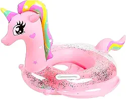 Boia Unicórnio Infantil 70cm Piscina Bebê – Bote Inflável com Pezinho para Crianças de 6 Meses a 3 Anos