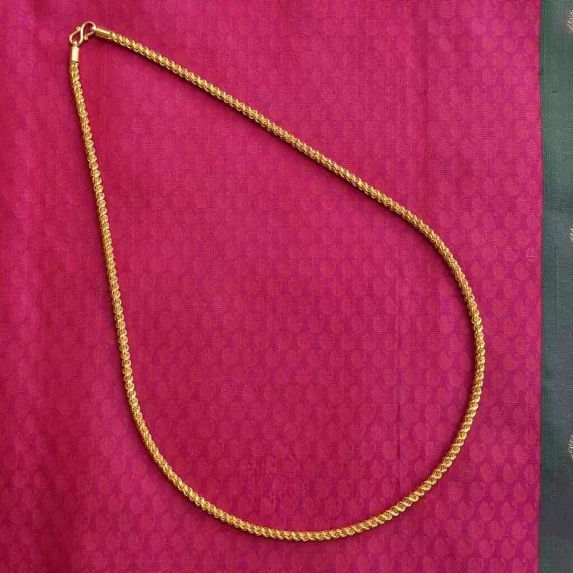 One gram Stylish Golden Neck woman and men Chain “24” Inches Gold-plated Chain_D244-picture-11