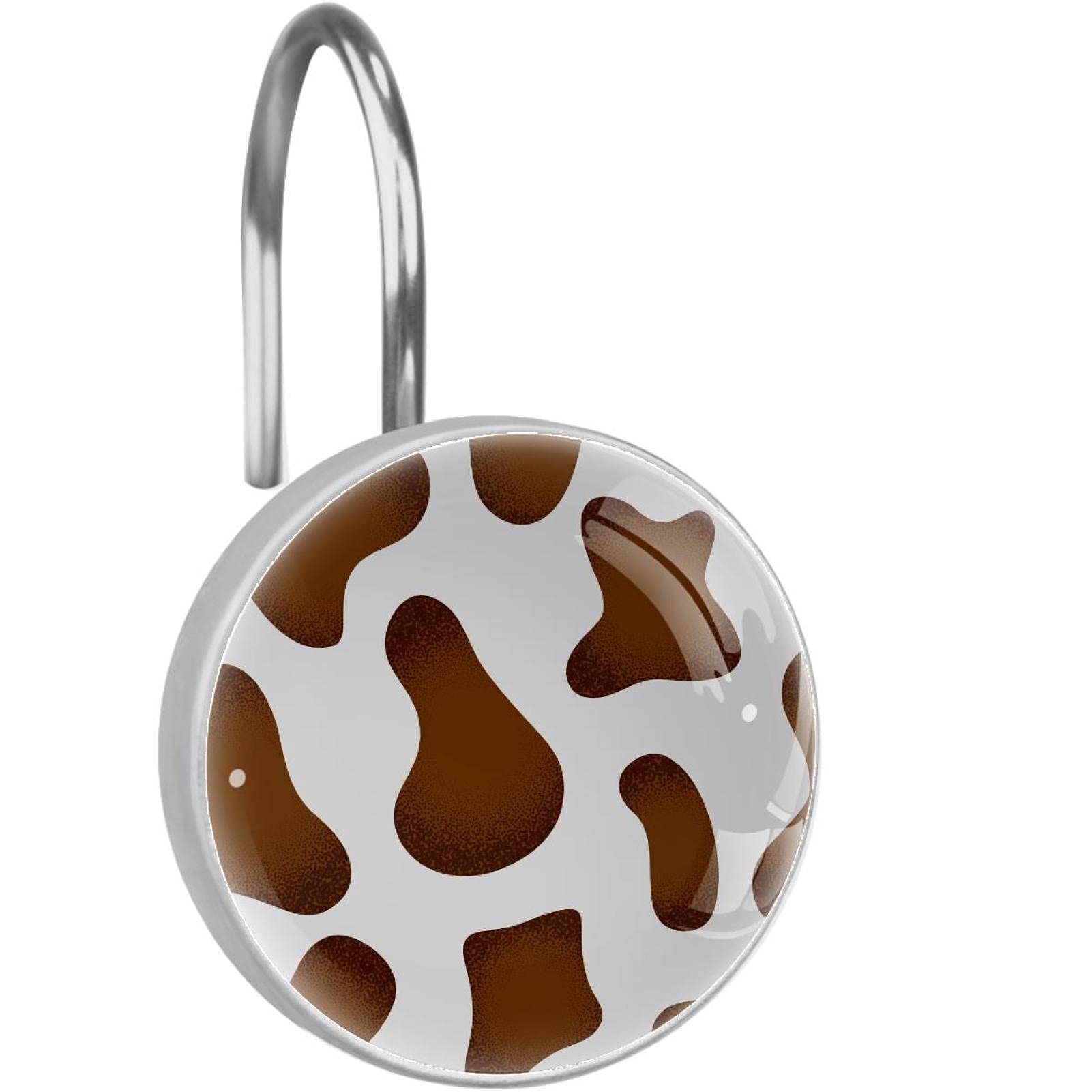 Crochets de rideau de douche en acier inoxydable durable avec anneaux vache marron