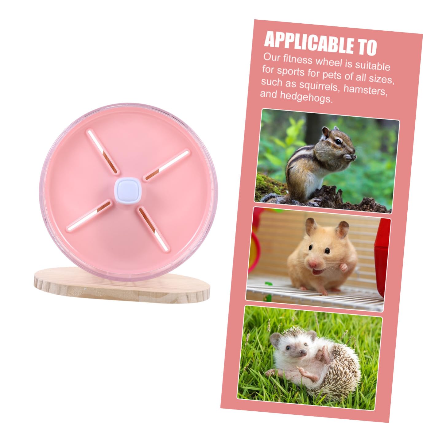 Rueda Silenciosa para Hámster de 20cm Soporte Rosa | Abs y Madera, 1 Juego, Base Estable y Tamaño Compacto, para Hamster y Ardilla