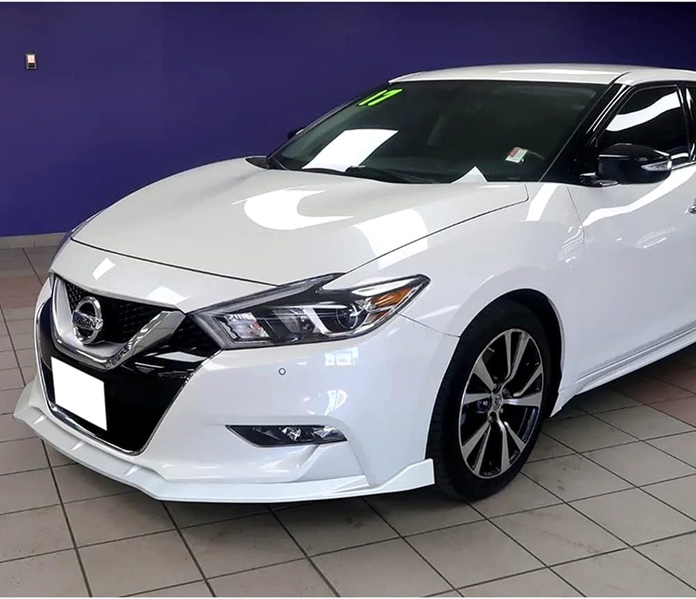 Front Bumper Lip fit for Compatible with 2016-2018 Nissan Maxima, Front Bumper Lip Spoiler Air Chin Body Kit Splitter Painted Glossy White ABS, 2017 (GT-Style)
