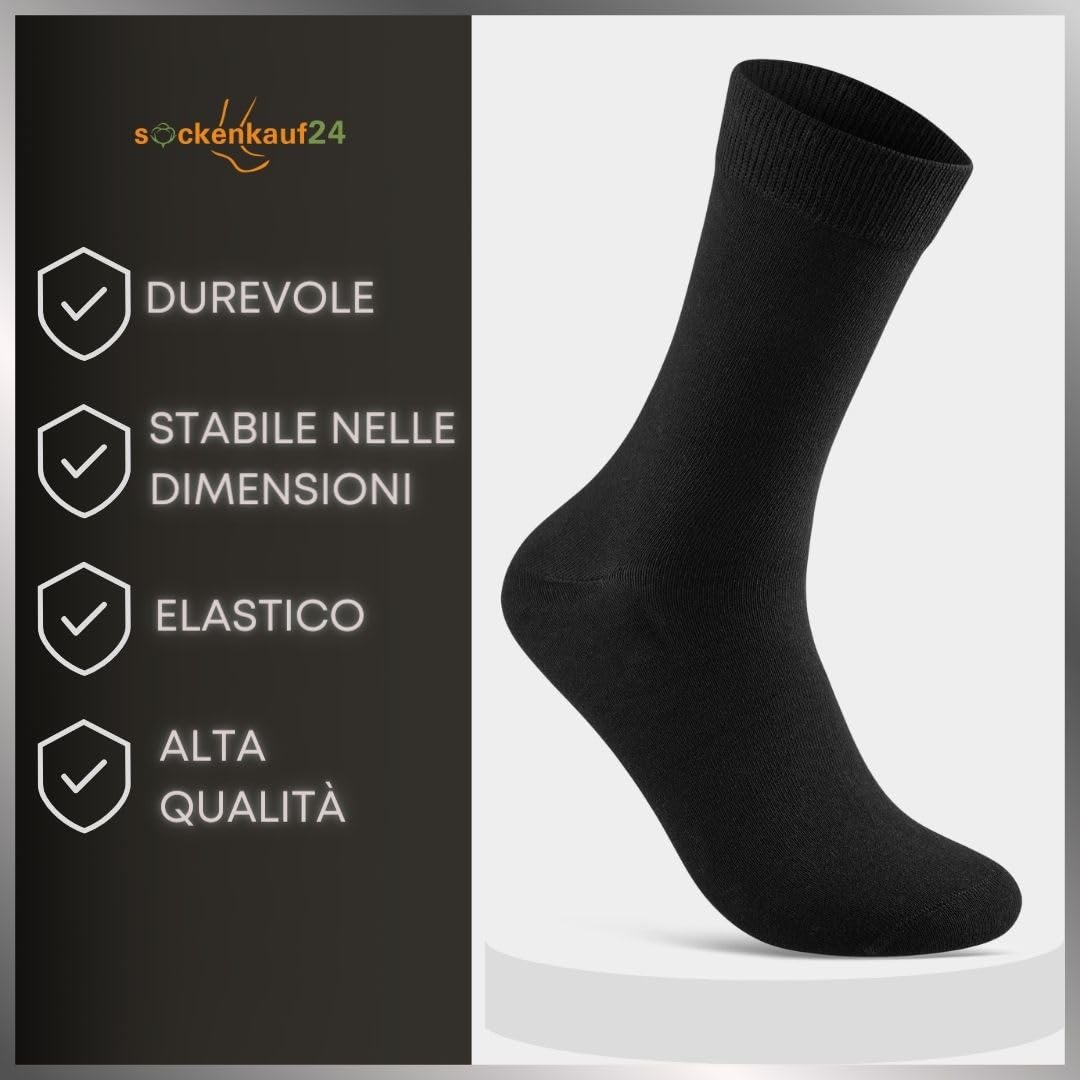 sockenkauf24 10 Paia Calze Uomo Classiche Eleganti Calzini Neri Comode Cotone Traspiranti