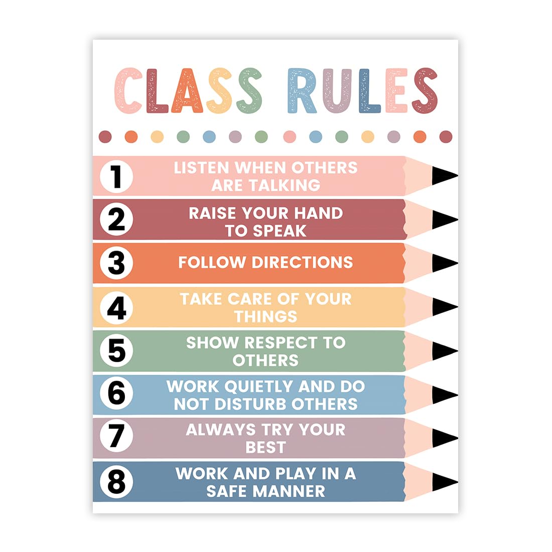Photo 1 of Andaz Press Pastel Boho 8 Class Rule Poster Sign, 8.5x11