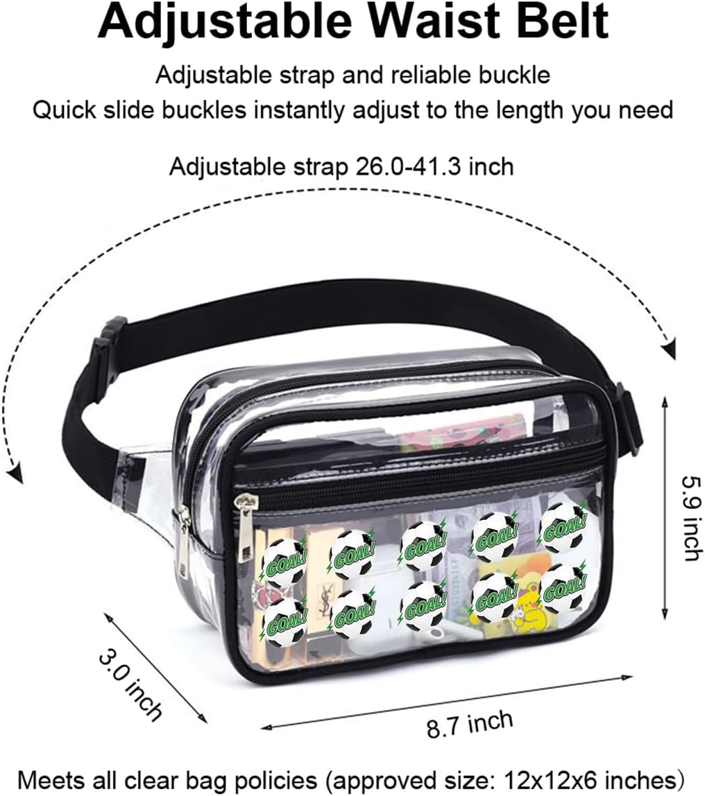Clear Purses for Women Stadium, Fanny Pack Clear Bag Belt Bag Clear Stadium Bag, Clear Bag Stadium Approved Crossbody Bags for Women Trendy (Soccer)