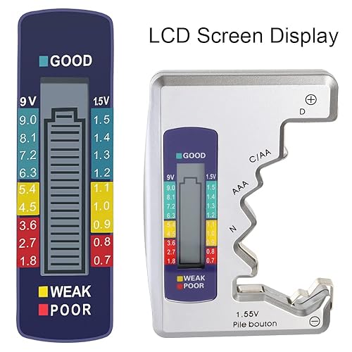 Miniatura 6 de Wolfride Probador de comprobador de batería AA Probador de batería universal 9 V Probador de batería Pantalla digital para AAA AA C D N 9V Batería