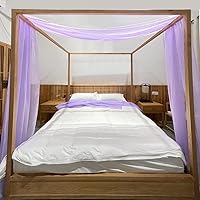 Vista 15 de Linentalks Cortinas de cama negras para cama individual, bufanda de cama transparente de lujo, cortinas de cama con cenefa, cortinas de cama