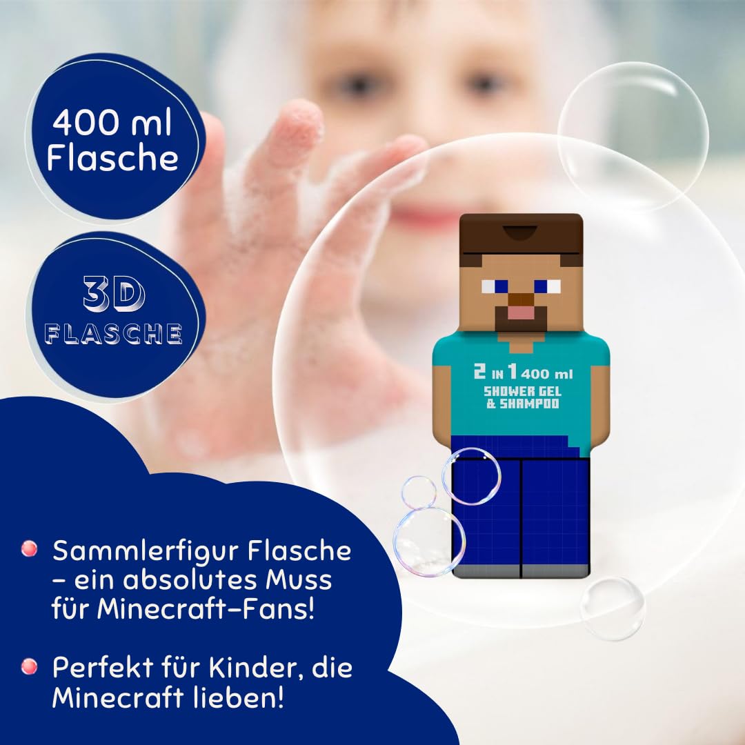 Minecraft Steve Żel pod prysznic i szampon 2D 400 ml