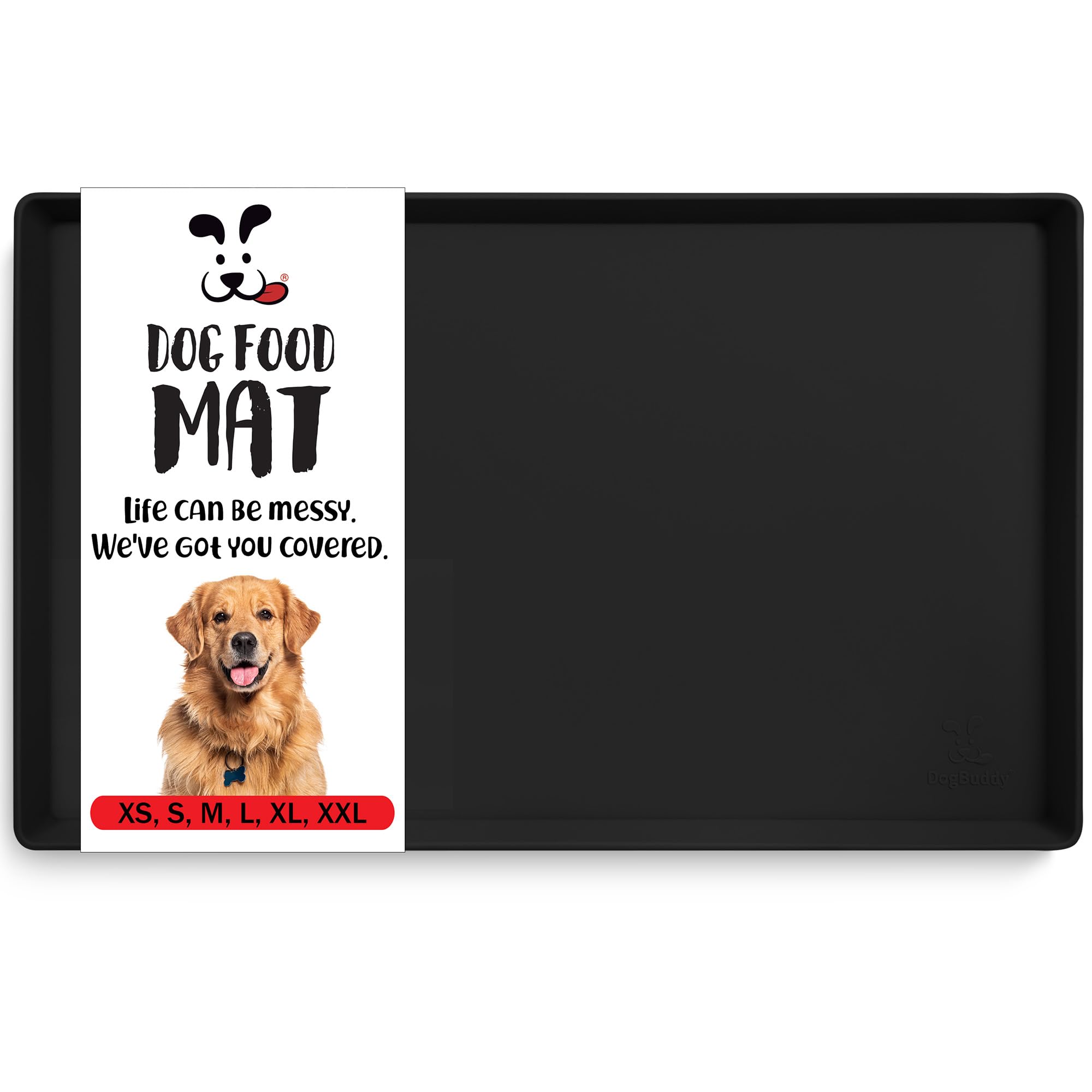 DogBuddy Dog Bowl Mat, Waterproof Non Slip Silicone Mat with High Edges for Floors, for Food and Water (XXL:32 x 24 inch, Black) โ image 1