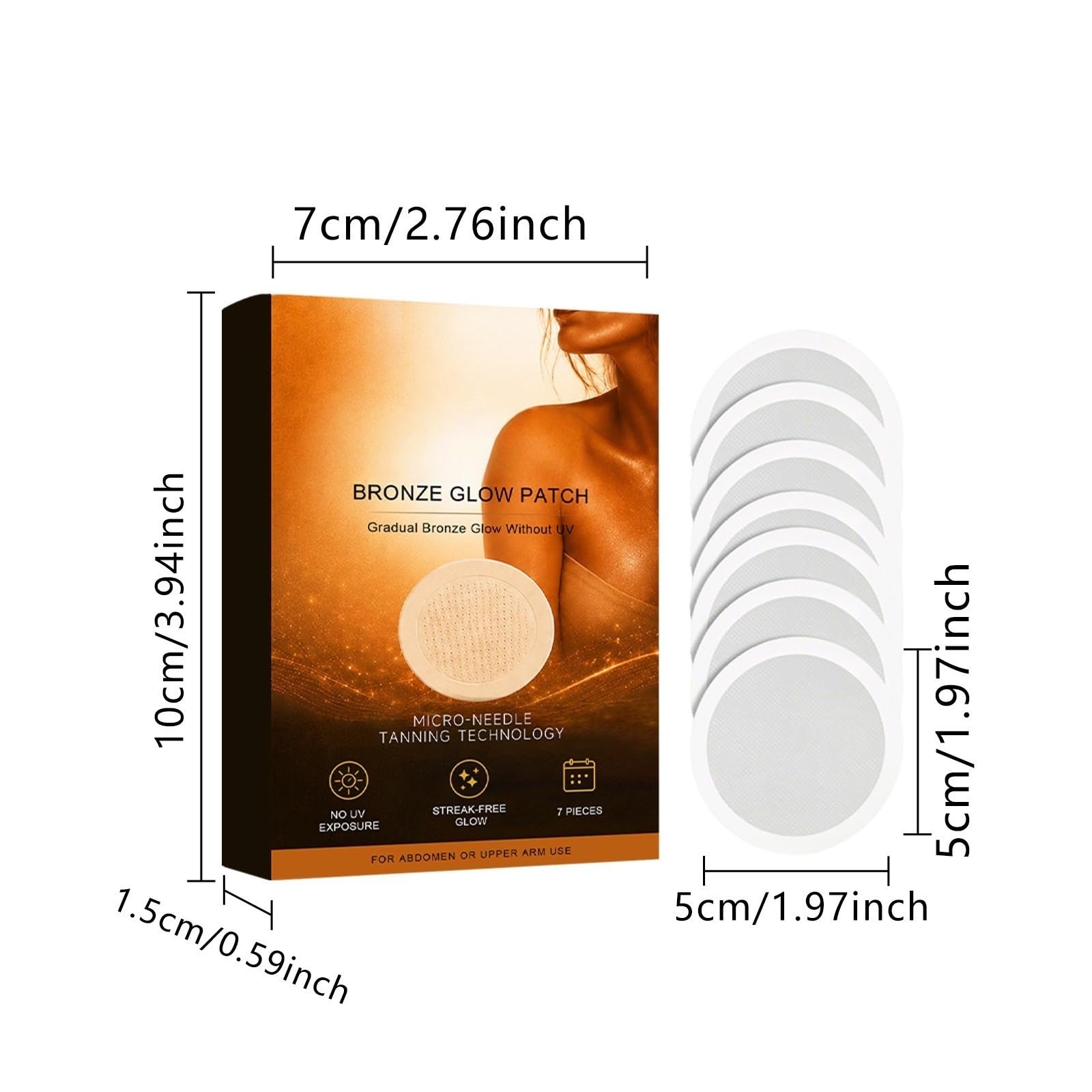 Parches autobronceadores de microagujas | Bronceado suave y sin UV para el vientre y la parte superior de los brazos Tan Parches para la piel y naturalmente sin exposición al sol