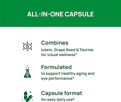 Miniatura 5 de VHC Vitaminas para los ojos con luteína, arándano y zinc, suplementos 10 en 1, resveratrol semilla de uva, quercetina, taurina, cardo mariano,