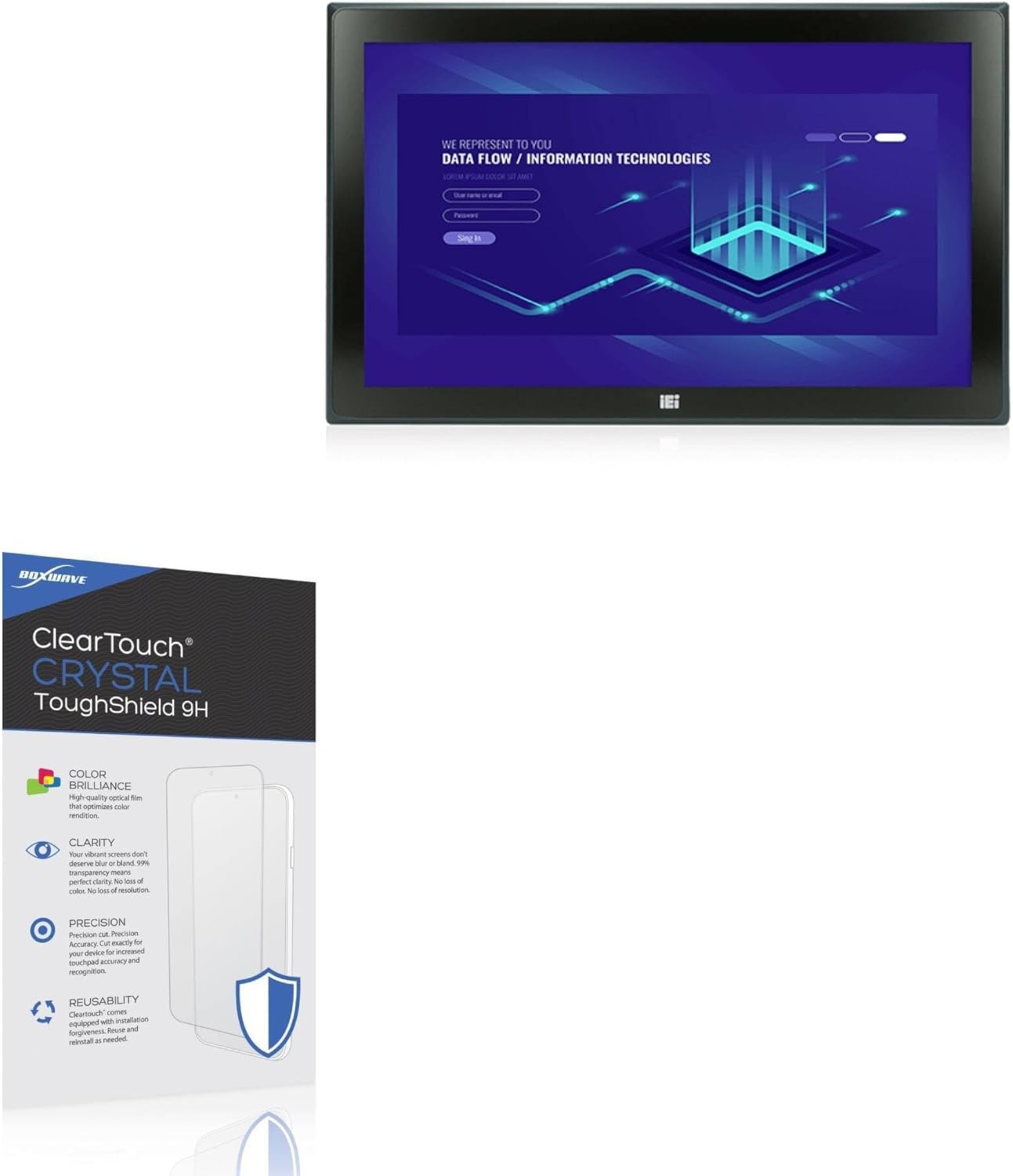 BoxWave Screen Protector Compatible With BSI Computer PPC-FW19C-Q370 - ClearTouch Crystal ToughShield 9H (2-Pack), Clear 9H Tough Flexible Film Screen Protector