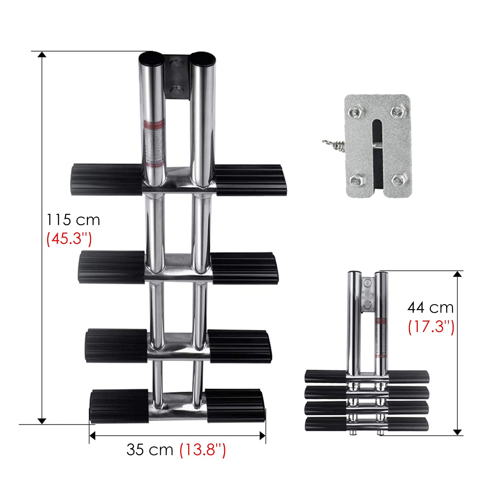 Scala telescopica Marina for Barca a 4 gradini, scaletta da Bagno Resistente for Piscina/sommozzatore for Yacht, Costruzione in Acciaio Inossidabile con Gradino Antiscivolo
