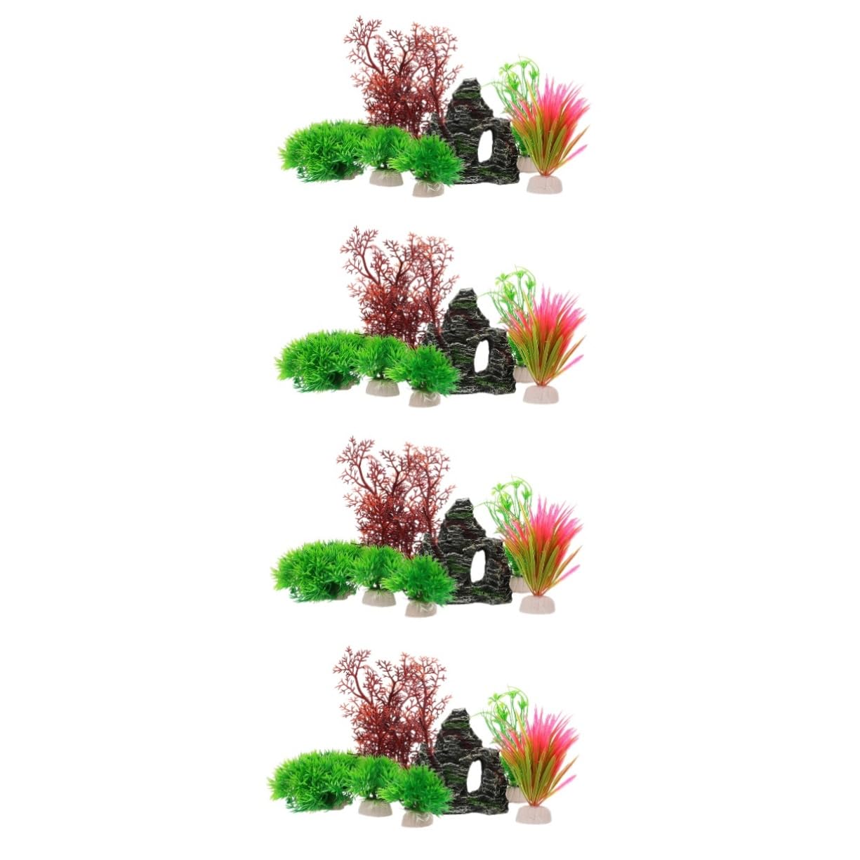 Happyyami 4juegos Decoración Acuática Artificial De Plantas De Acuario Adornos para Peceras y Acuarios Paisajismo Acuático Elegante y Seguro para Peces