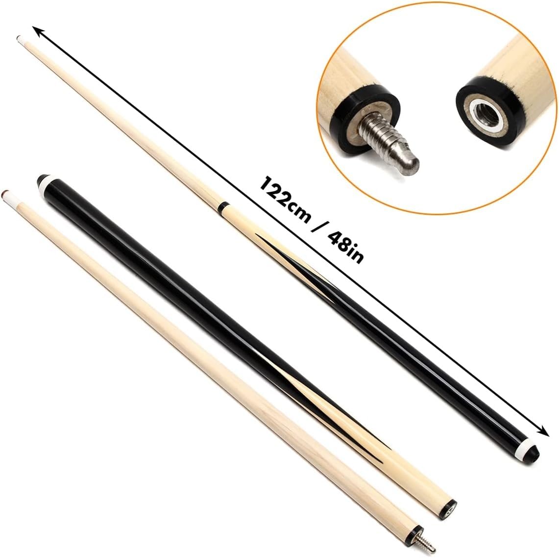 HOBBYTECH Queues de Billard 122cm en Bois dévissable en Deux Parties - Bâtons de Queue de Billard pour Jeu de Table (Lot de 2 x 122cm)