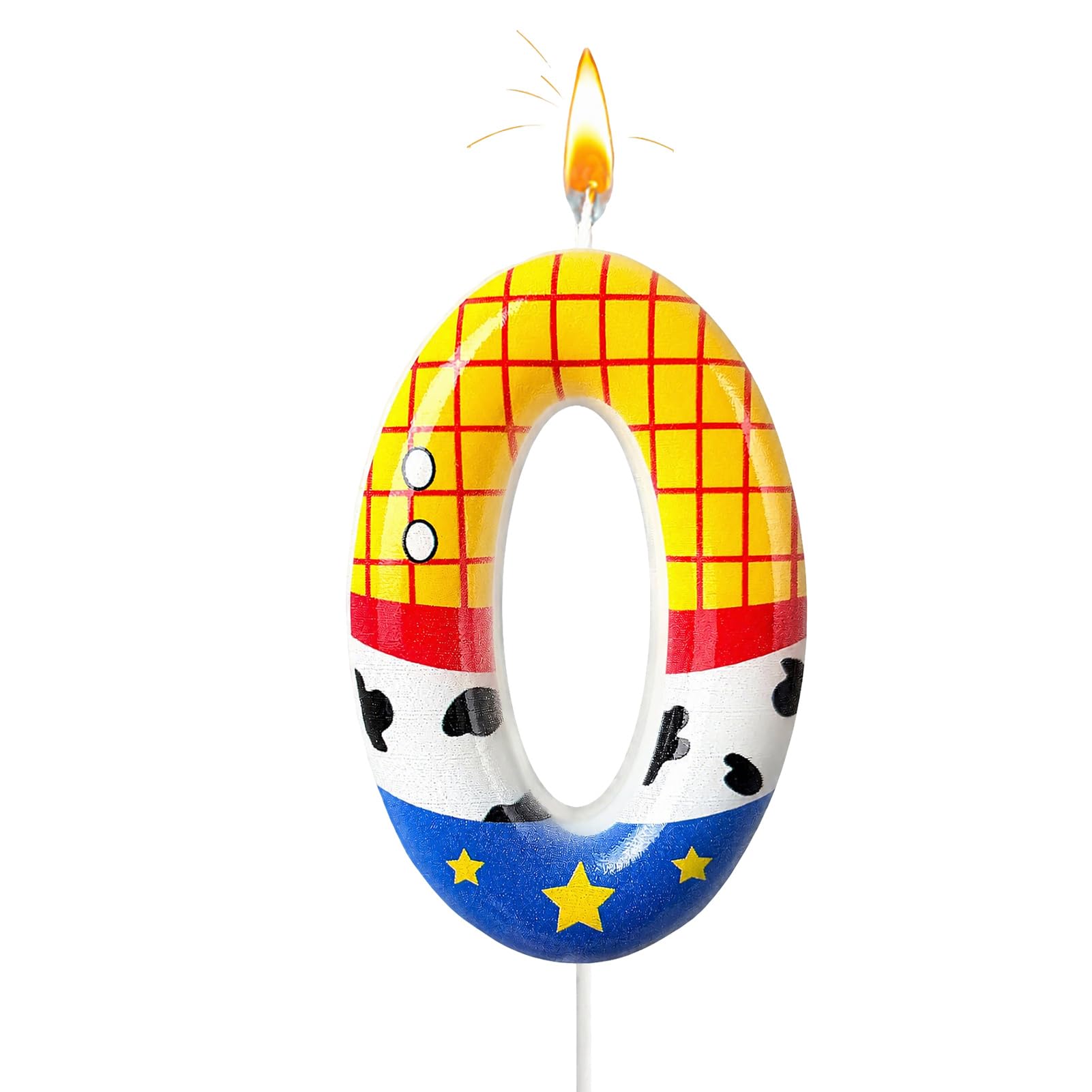 Cartoon Story Number Candle for Birthday Cake, Cute Toy Theme Cake Decoration, Yellow Blue Cake Topper for Boys Girls Party Celebration (0 Candle,Cartoon) โ image 1