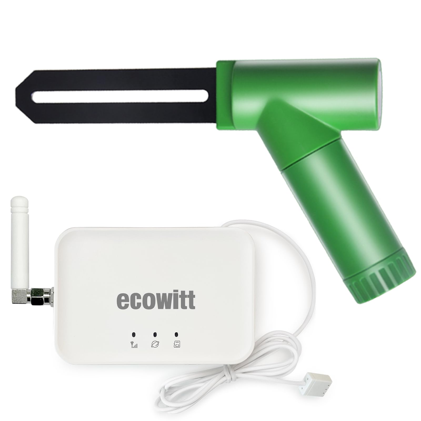 ECOWITT GW3005 Bodenfeuchtesensor Bodenfeuchte Tester WH51 + Wi-Fi/Kabel Gateway GW3000 Eingebauter 3 in 1 Indoor Barometer/Thermometer/Hygrometer Sensoren, Haus Garten Wetter Assistent
