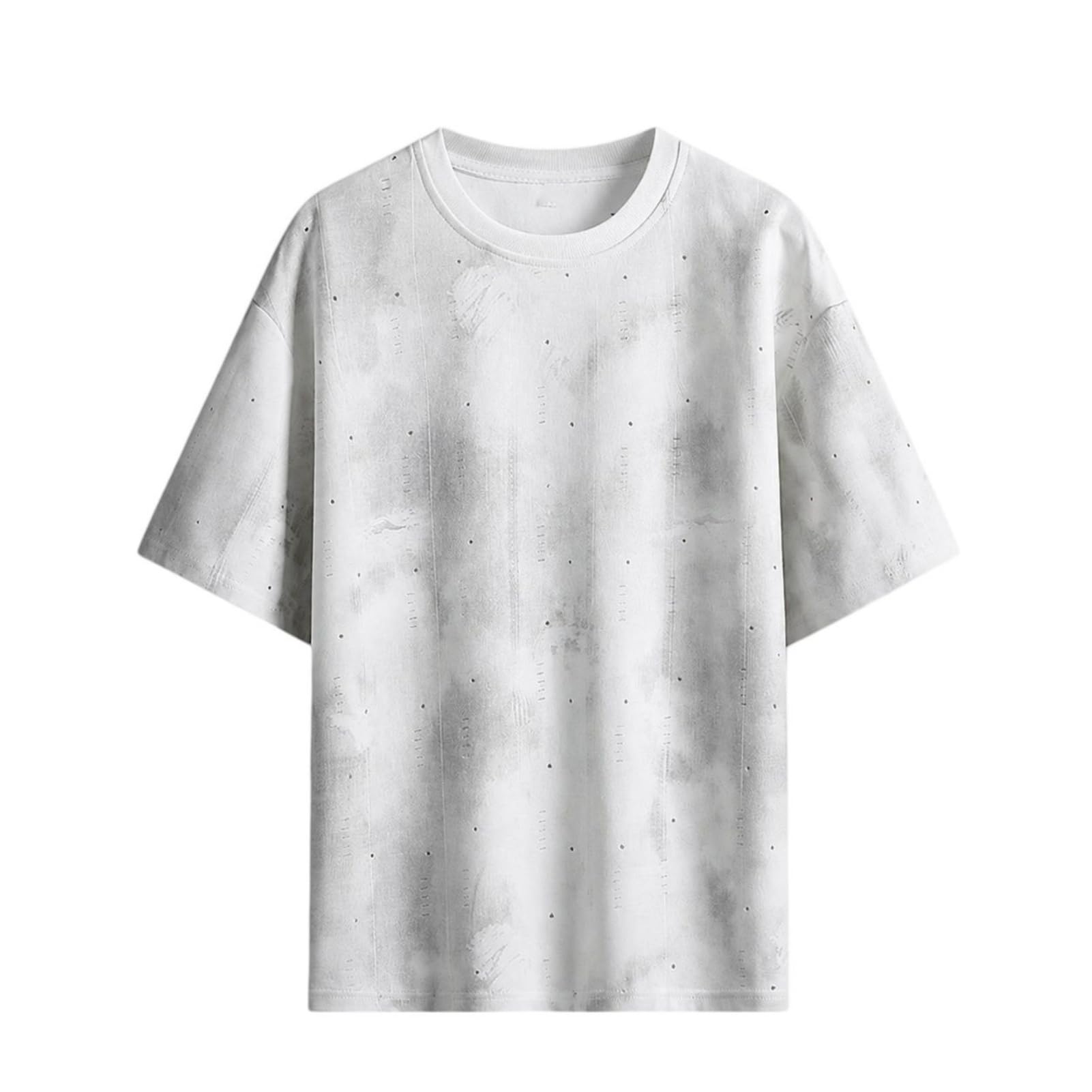 Męski Big & Tall T-shirt z gradientem i okrągłym dekoltem w stylu Hongkongu, luźny top rekreacyjny