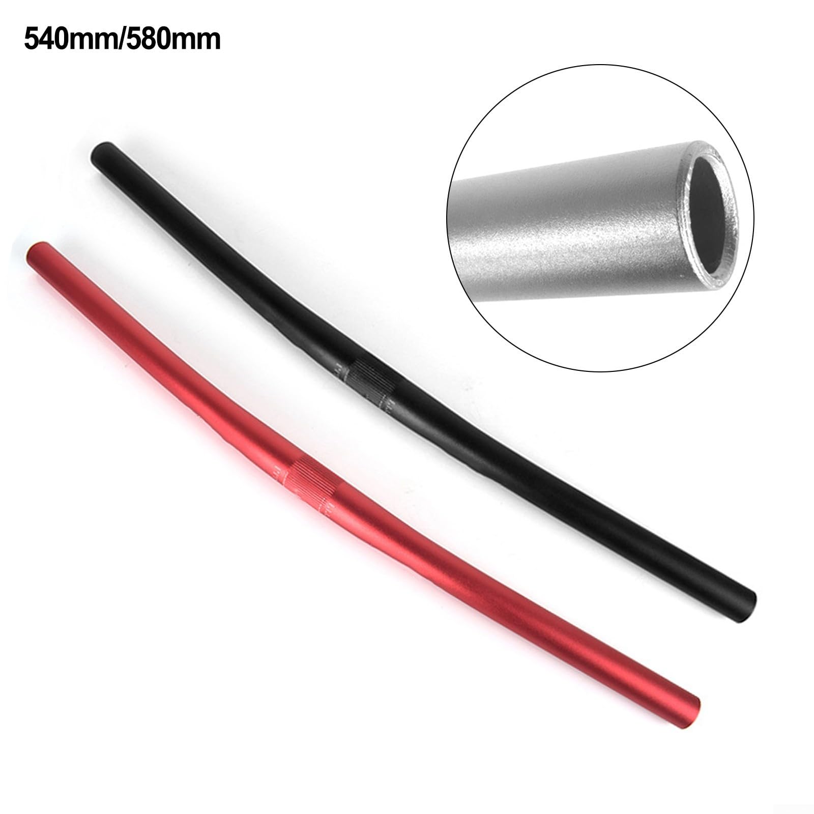Manubrio dritto in lega di alluminio da 25,4 mm per biciclette da strada e MTB – 540 mm o 580 mm, 6061 forgiato, Nero/Rosso (nero 580MM)
