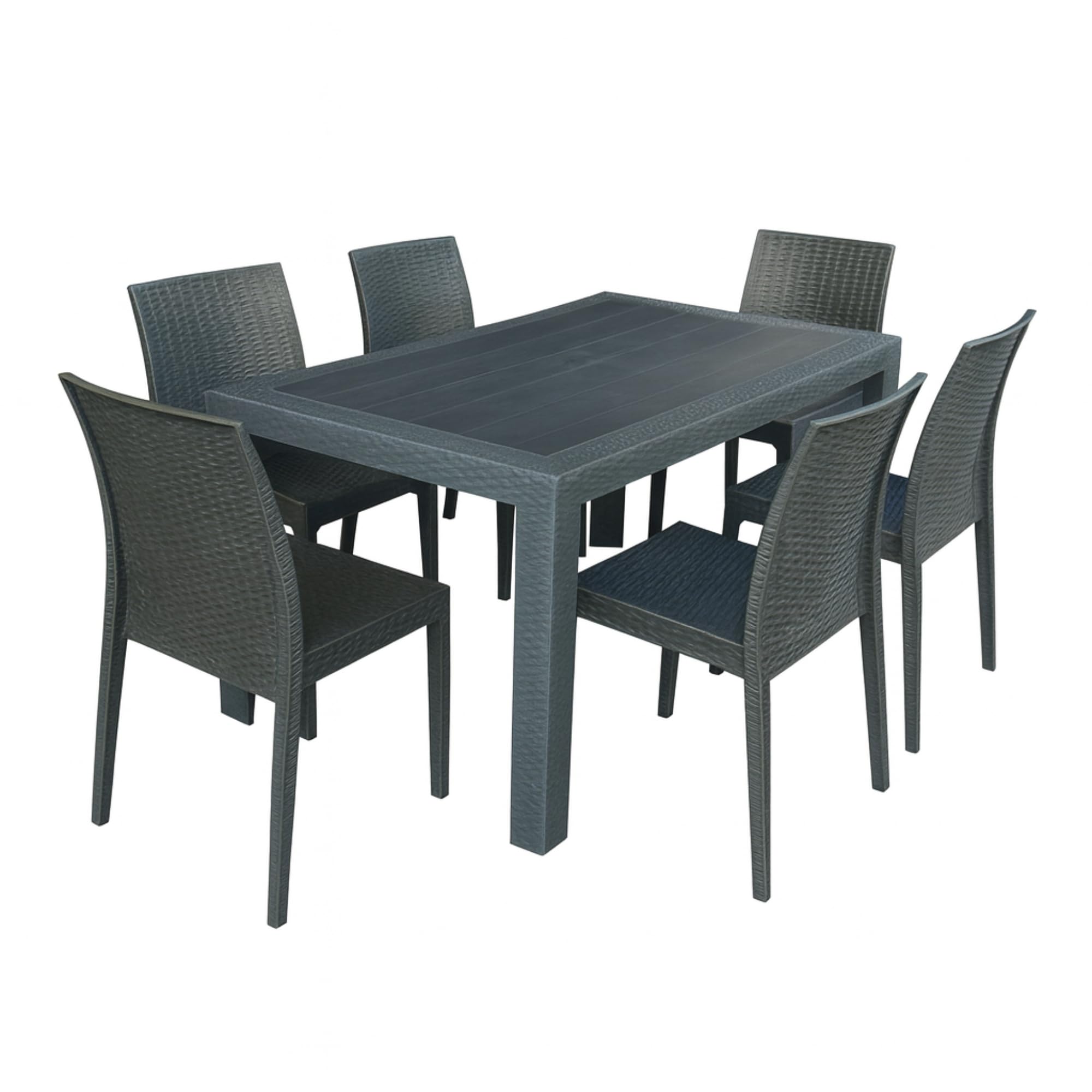 HOUSE COLLECTION zestaw ogrodowy 6 krzeseł 1 stół rattan antracyt
