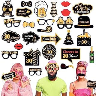 32Pcs Black Gold 50th Birthday Photo Booth Party Props,Black Gold 50th Birthday Decorations,Personalised Funny DIY Kit Party Selfie Photo Props for men,women,adults,50th Birthday Gift Party Favors