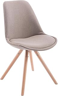 CLP Sedia Design Toulouse Imbottita In Stoffa I Sedia Pranzo Con Scocca In Stoffa I Sedia Pranzo Con Telaio In Legno, Colore:tortora, Colore della cornice:natura
