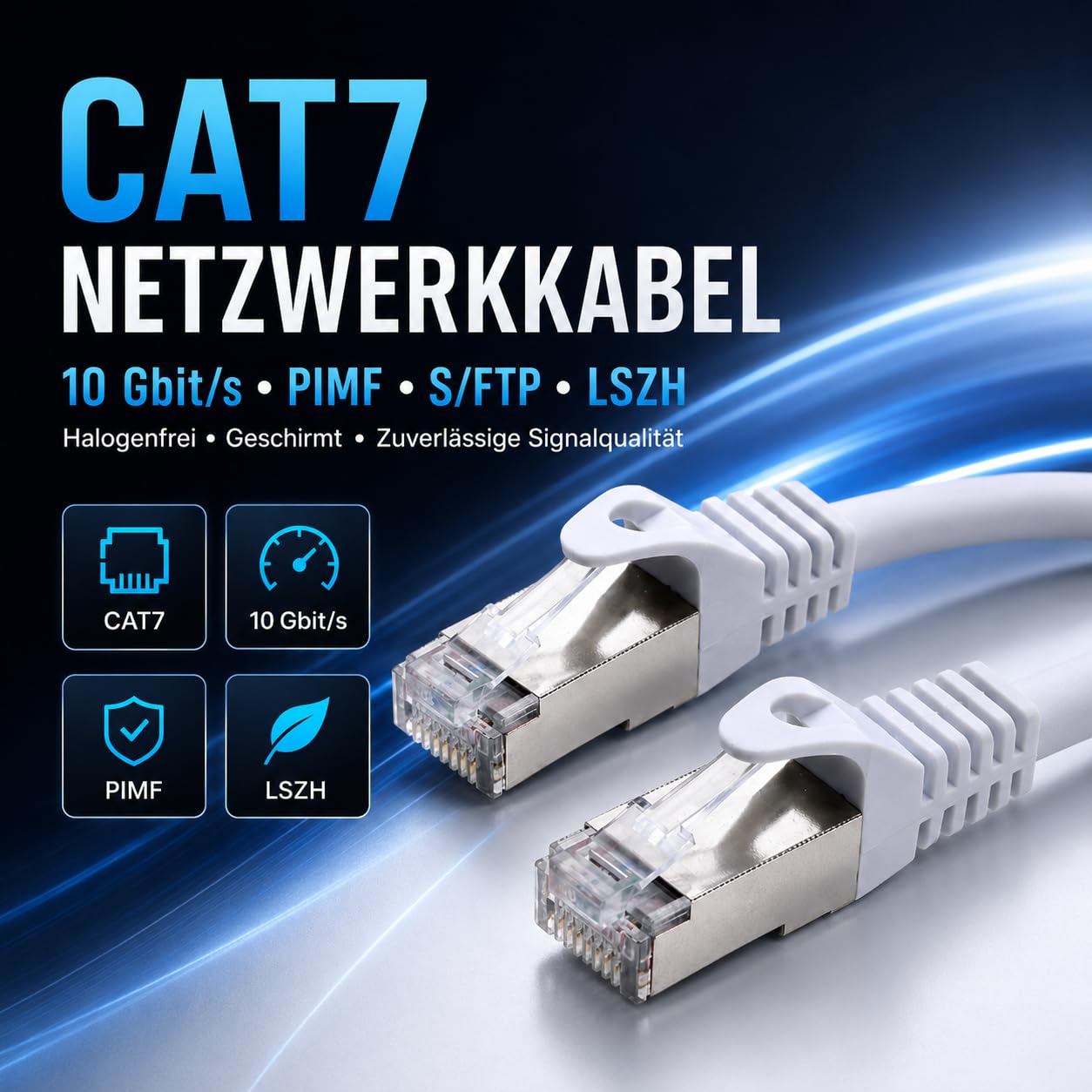 1aTTack.de CAT7 kabel LAN / 20 x 2 m - biały/kabel CAT 7 PIMF S/FTP kabel sieciowy Ethernet 10 Gbit/s z wtyczką Cat 6a RJ45 LSZH