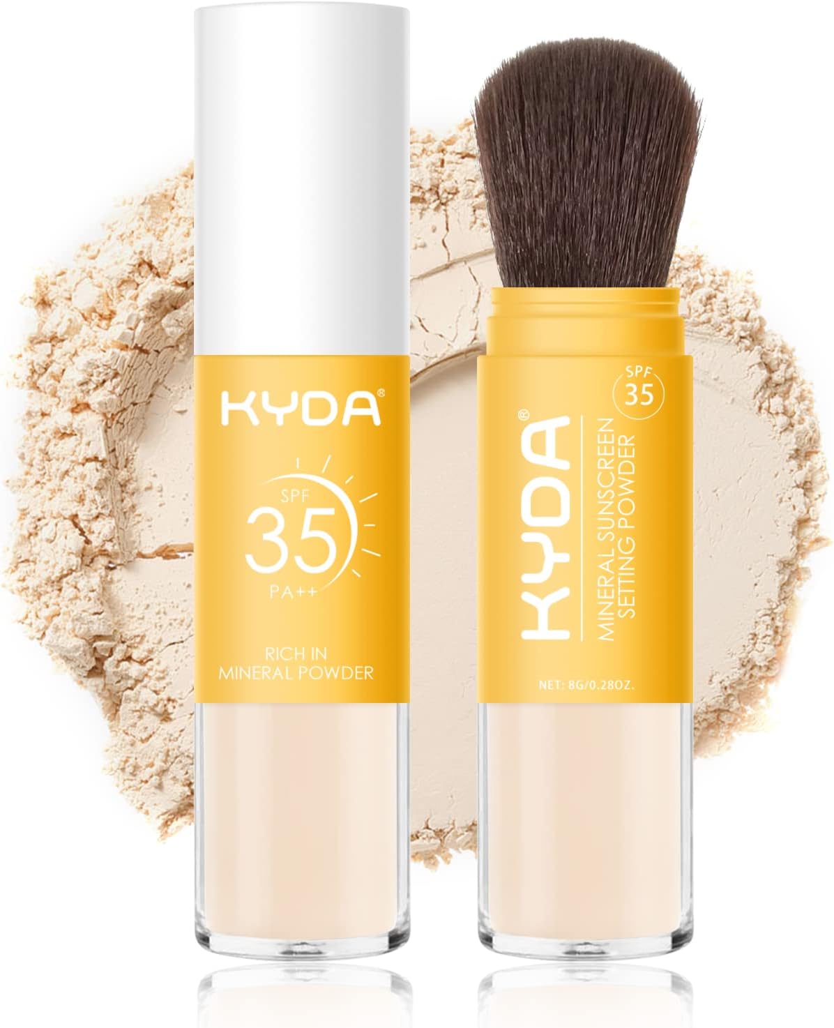 KYDAMineral Sunscreen Setting Powder, SPF 35, Fair, Mineral Brush Powder, Oil Control Natural Matte Finish, Lasting Lightweight Breathable, All Skin-02 by Ownest Beauty