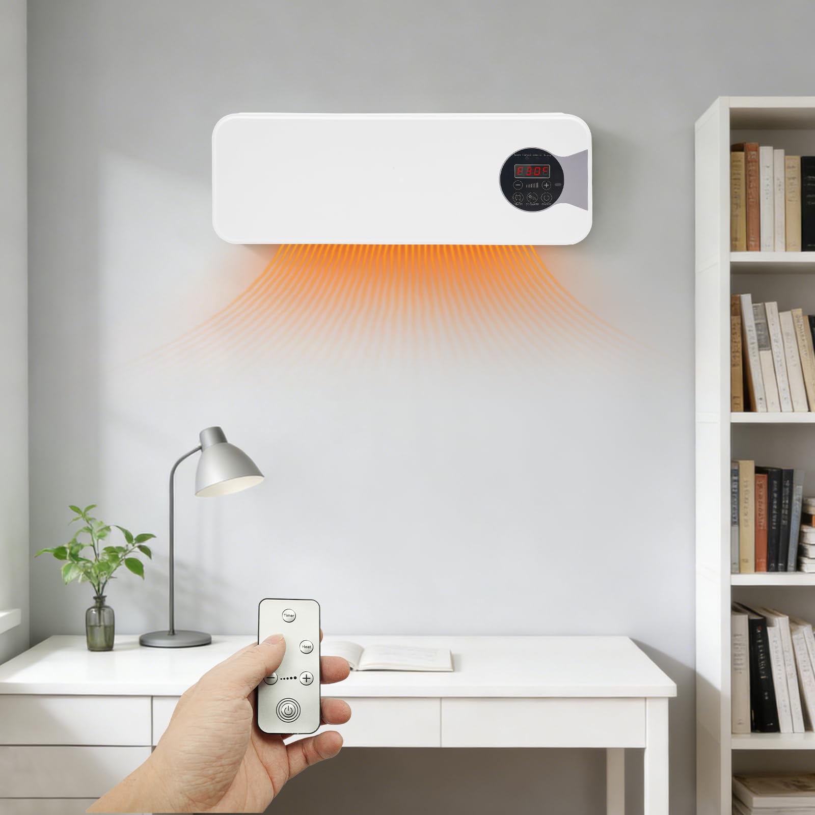 Raffreddatore da parete e riscaldamento multifunzione con riscaldamento PTC 1200 W e modalità di raffreddamento 5 W, climatizzatore da parete con telecomando e timer, refrigeratore d'aria