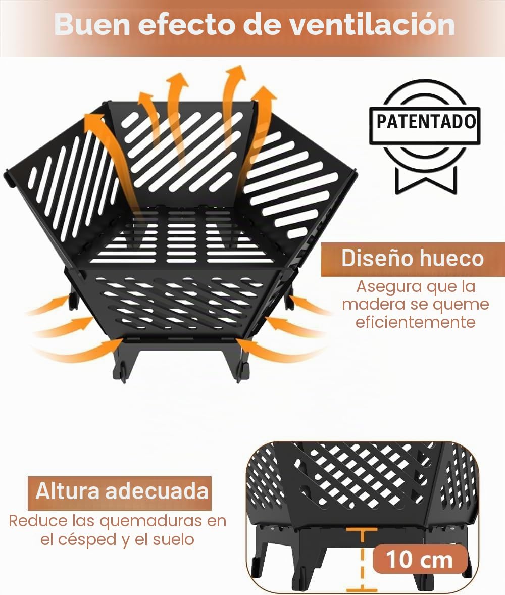 Artigarden Brasero portátil de 57 cm de grosor para camping, con bolsa de viaje, para patio, jardín, barbacoa, hoguera