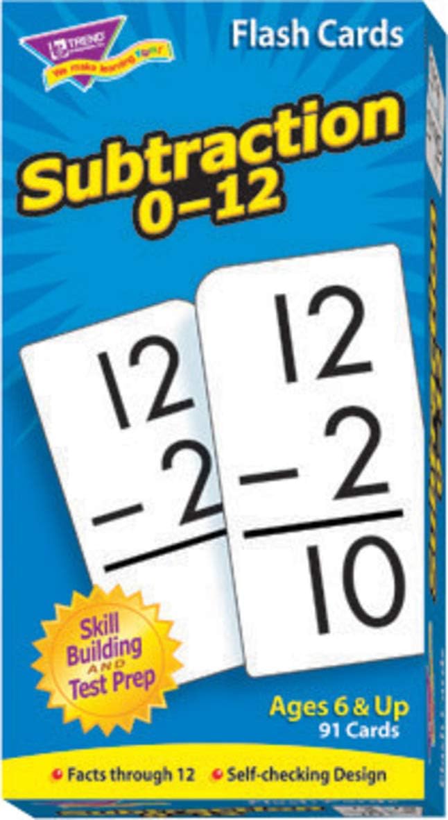 Trend Enterprises - T53103 Trend Math Flash Cards - Subtraction Flash Cards 0-12 (Box of 91 Cards)
