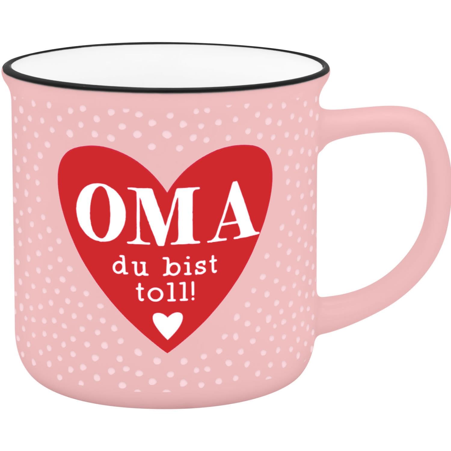 GRUSS & CO Mug with Grandma Great Motif | Favourite Mug Made of New Bone China Porcelain, Enamel Look, Black Drinking Rim, 35 cl | Friendship Gift | 74661