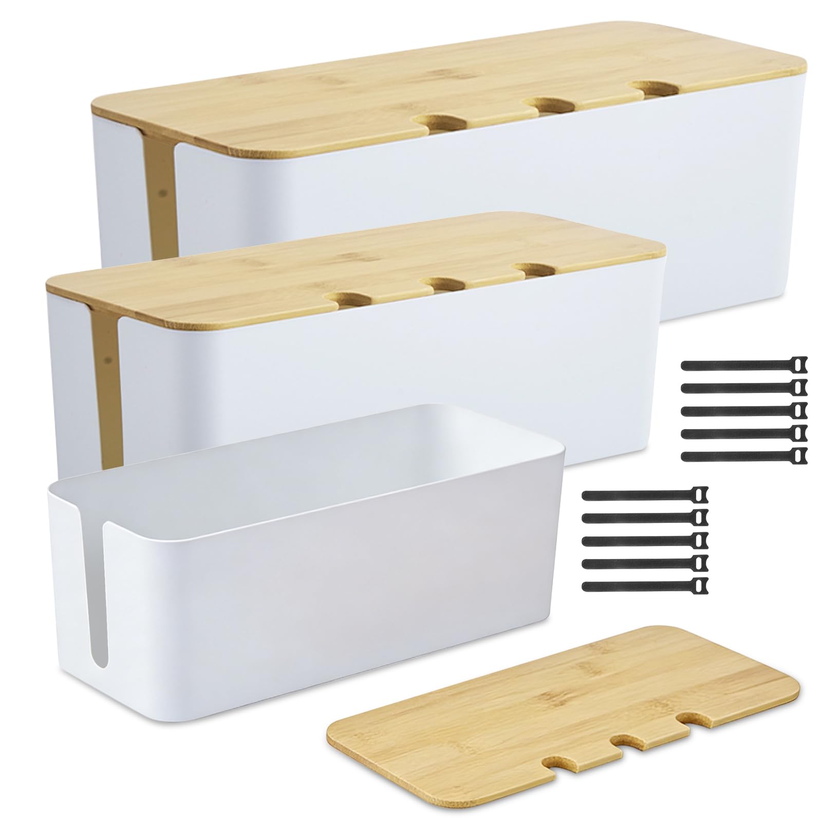 lot de 3 boîtes à câbles blanches