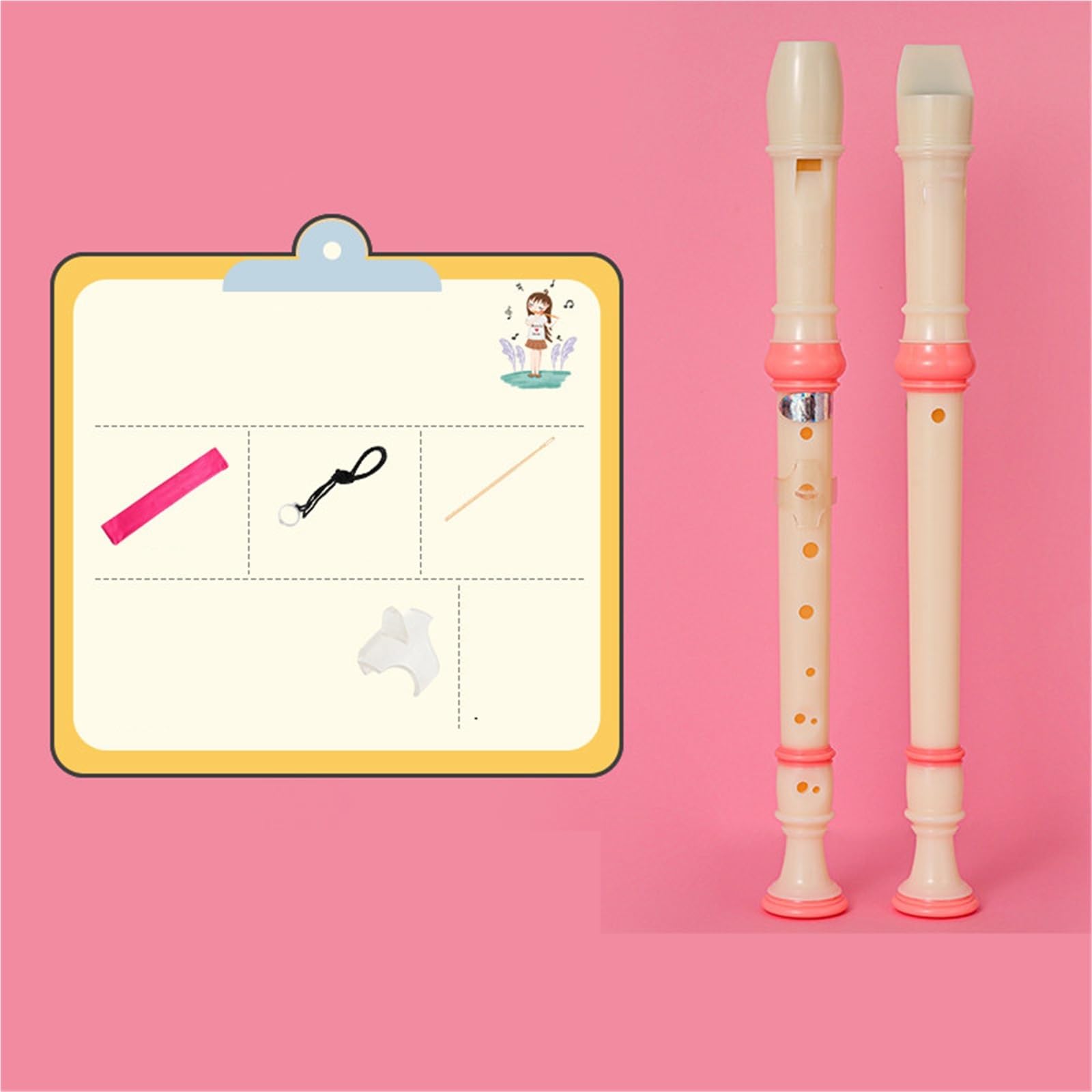 Flauto Dolce Professionale Flauto Dolce Soprano (chiave Di Do) Strumento A Fiato Per Principianti Con Diteggiatura Tedesca A 8 Fori(Pink)