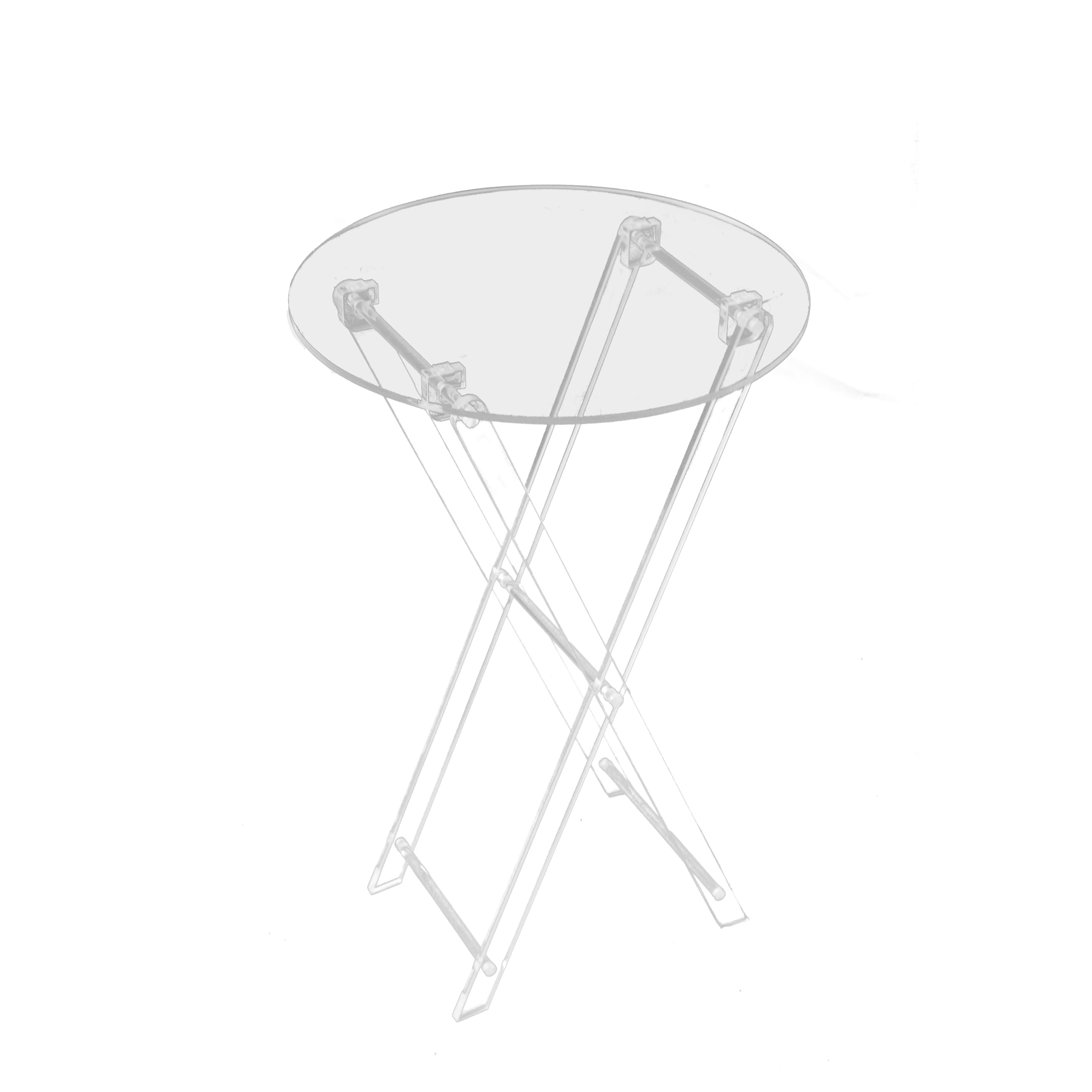 LAMSIT IBDAA Acrylic Folding Tray Table | Transparent Foldable Table | Patio Table | Foldable Table for Balcony | Portable Table (Round Table)