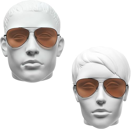 Miniatura 3 de proSPORT Lentes de sol con bloqueo de luz azul HD para hombres y mujeres, marco de metal con lente ámbar de alta definición