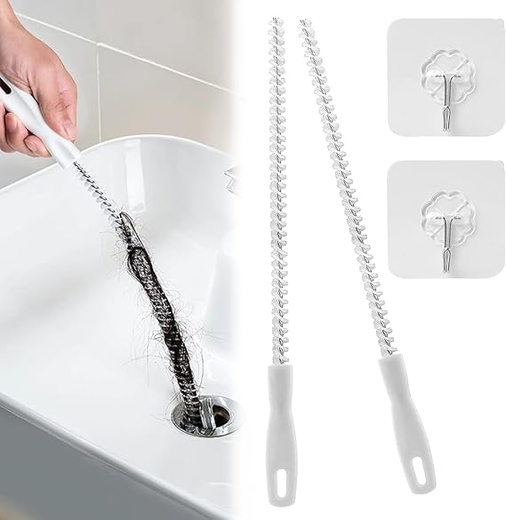 2 Pcs Nylon Sink Drain Cleaning Brush Bendable Drain Brush for Cleaning